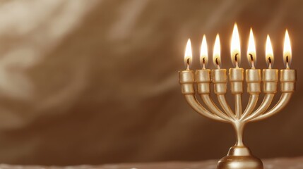 Shimmering Gold Menorah Illuminates Hanukkah Celebration