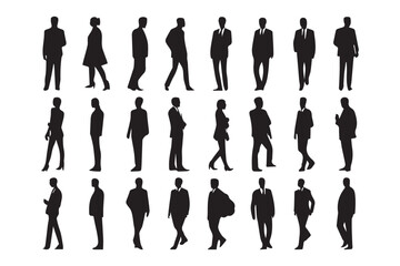 Office People Set Silhouette Vector illustration
