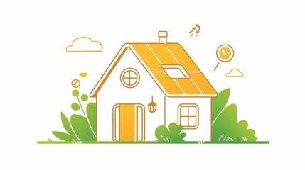 Save Energy House Line Icon Isolated in Flat Vector Style for Environmental Conservation Designs