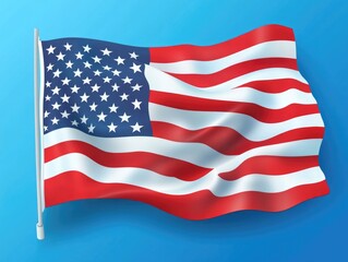 Obraz premium USA flag waving on a pole.