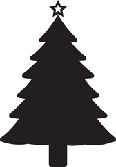 Christmas tree isolated on white or  Christmas Tree Silhouette Vector  for festival design