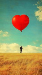 Person Holding Heart Balloon in Open Field