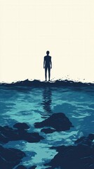 Silhouette of a Person by the Water's Edge