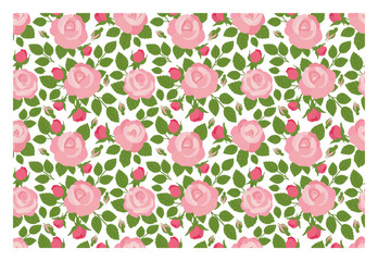 Delicate seamless floral pattern. Rose buds and flowers, leaves and leaflets pattern. Vector illustration for background, texture, wrapper pattern, frame or border.