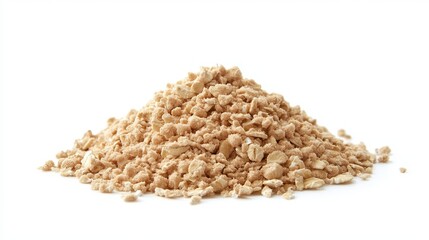 Oats (Raw): A pile of raw rolled oats with a rough texture, isolated on a white background.