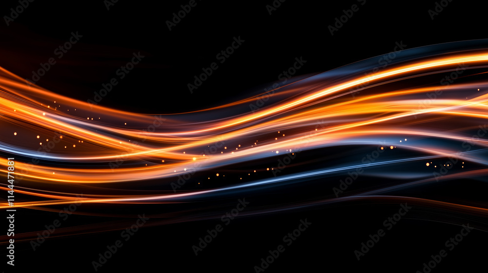 Poster colorful light waves create a dynamic abstract pattern against a dark background showcasing vibrant 