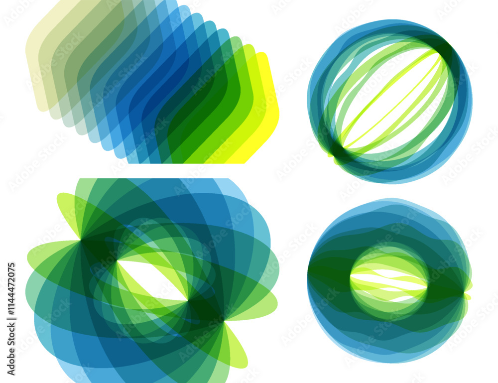 Wall mural set of spheres. abstract geometric design. vector illustration made of various overlapping elements.