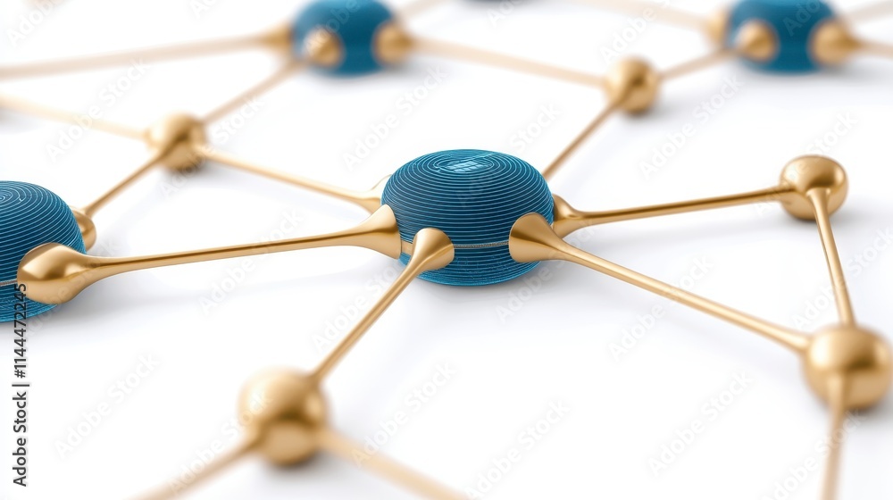 Poster a detailed representation of a network structure featuring interconnected nodes, showcasing a blend 