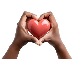 Obraz premium A pair of hands forming a heart shape with a red heart in the center, symbolizing love.