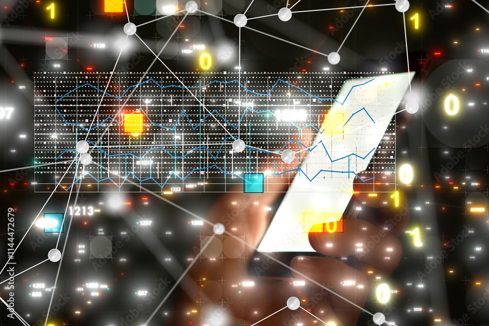 Poster diagram futuristic wave, futuristic data stream