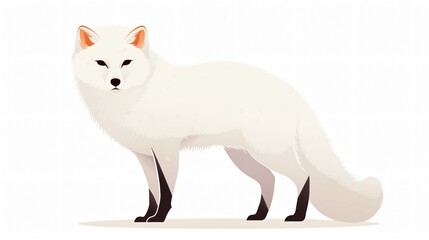 Obraz premium Cute Arctic Fox Icon - Flat Vector Illustration for Design Projects