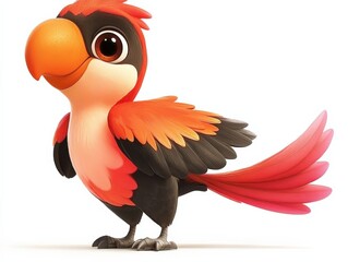 Obraz premium a cartoon bird with red and black feathers