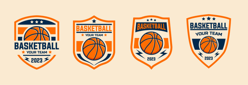 Basketball vintage logo vector bundle, emblem set collections. Basketball logo badge template bundle