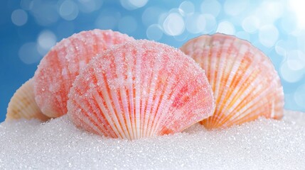 Seashells on Sandy Beach  Summer Vacation  Ocean  Tropical  Calm  Tranquil  Seaside