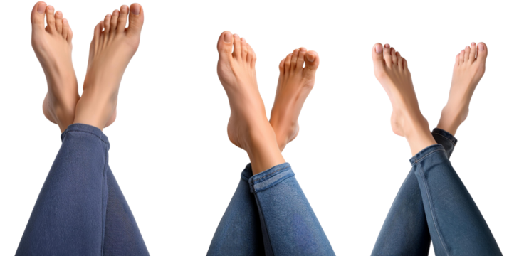 Relaxed feet in denim, showcasing comfort and leisure in a cozy setting.