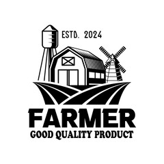 Obraz premium Farmer logo sign badge isolated. Farmers market logo with background vector design