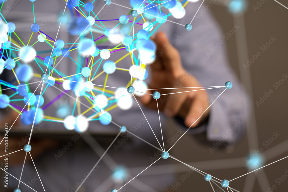 Poster conference digital network and data concept 3d