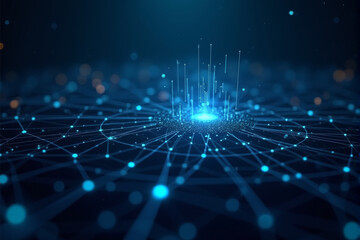 Obraz premium An abstract artificial intelligence background with high-tech digital grids, glowing circuits, and layered futuristic visuals..
