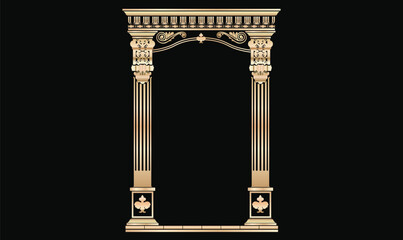 Temple pillar, invitation design, hindu template