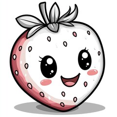 Obraz premium Cute cartoon strawberry with big eyes and happy smile. (1)