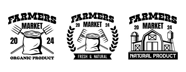 Farmer logo sign badge isolated. Farmers market logo with background vector design
