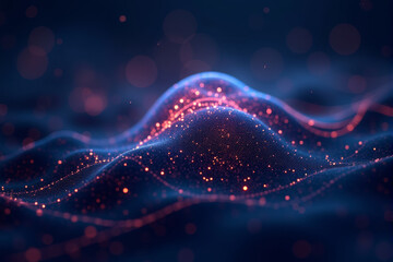Fototapeta premium A dynamic AI data stream background with glowing particles, abstract patterns, and futuristic flowing digital elements..