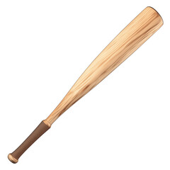 Obraz premium wooden baseball bat with textured grip handle, isolated on transparency background, showcasing its smooth finish and natural wood grain