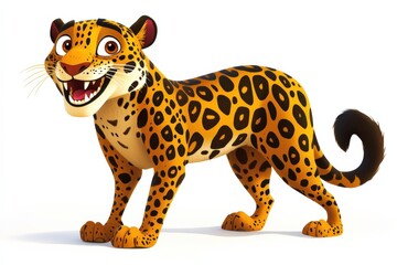 a cartoon jaguar stands on a white background