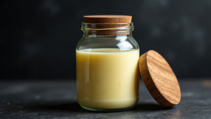 A jar filled with creamy yellow substance labeled as "beef tallow".