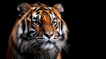 Fototapeta premium Majestic tiger portrait against black background. (3)