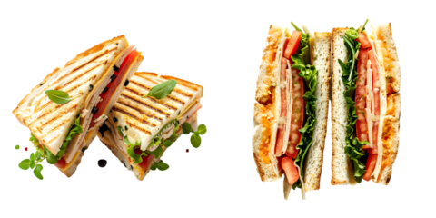 Two halves of club sandwich. Generative AI.
