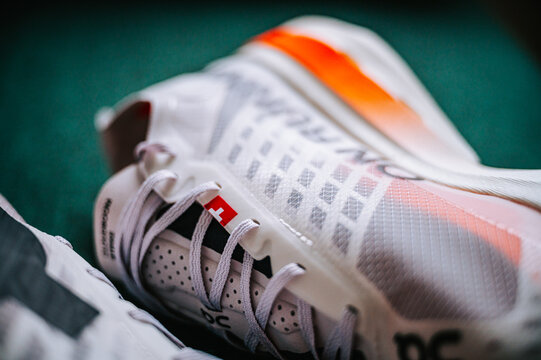 Detail view on upper of the On Cloudboom Strike is a Professional Carbon-Plated Running Shoe for High Performance