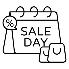 A colored design icon of sale day
