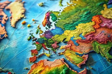 World Map Illustration, Colorful Global Map, Geographic Atlas, International Cartography, Earth Map Design, Travel Map, Political World Map, Physical World Map