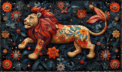 Intricate and floral design in the style of traditional Mexican folk art, possibly influenced by the alehibre technique. 