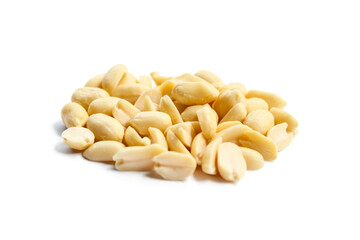Peeled peanut isolated on white background