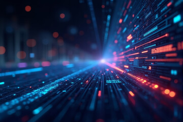 Obraz premium A high-tech artificial intelligence background with layered grids, glowing blue circuits, and interconnected futuristic visuals..