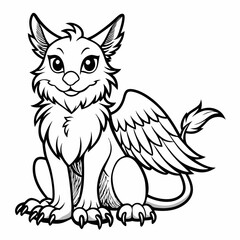 A griffin sitting   ,background whit