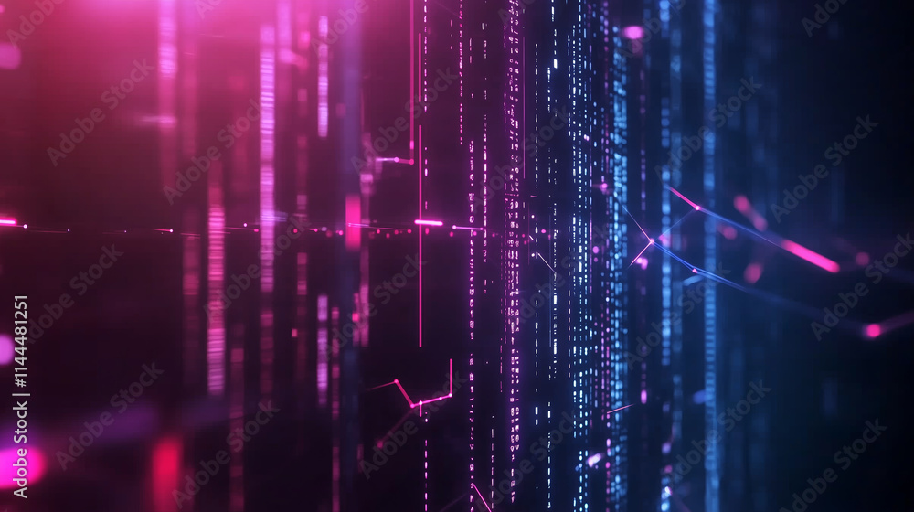 Poster colorful digital data streams create a vibrant abstract representation of technology in motion