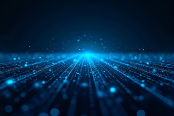 A high-tech artificial intelligence background with layered grids, glowing blue circuits, and interconnected futuristic visuals..