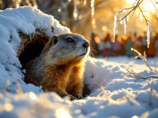 Obraz premium Groundhog Day Shadow Seer’s Sunrise