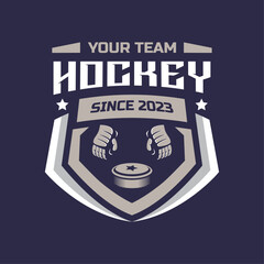 Hockey logo template. Hockey emblem shield. Hockey logos vector isolated