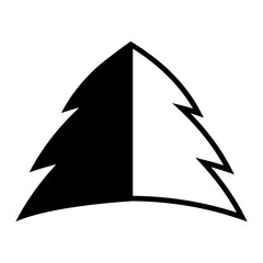
Illustration showing a black simple Christmas tree icon on a white background