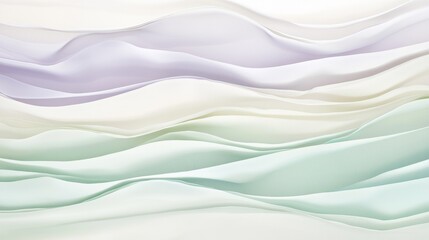Obraz premium Graceful layers of soft mint, pale cream, and delicate lilac unfold in smooth, flowing waves, evoking the serene rhythm of a tranquil sea under gentle morning light