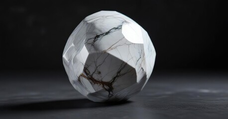 Fototapeta premium Single howlite bead against a dark background highlighting its translucency, light, bead, gray