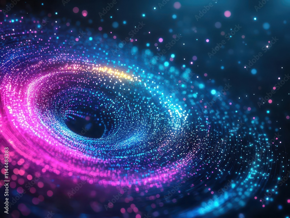 Fototapete swirling vortex of data particles visualizing processing power, dynamic movement, vibrant digital hu