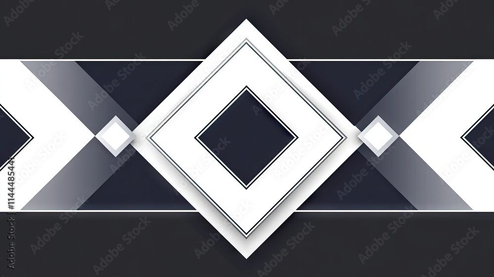 Poster blue and white abstract design showcasing nested diamond shapes, creating a visually appealing geome