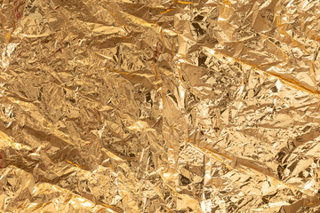 Gold Foil Texture Background: Crumpled Metallic Surface