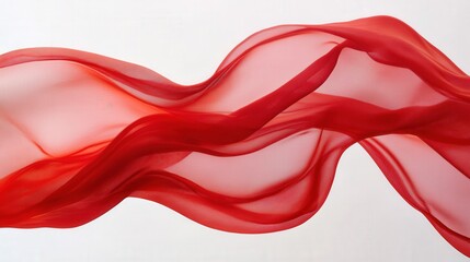 red flowing fabric against a white background