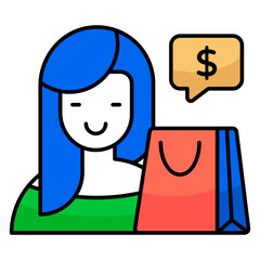 A flat design icon of shopping chat